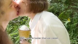 Don't lick the ice cream, suck my dick instead, a playful twist!