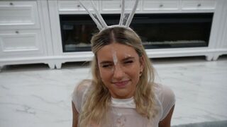 A cute girl got a face design for Halloween and got fucked