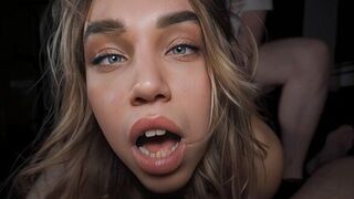The girl is disoriented after intense sex and needs a minute to recover