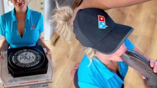 The pizza delivery girl got a huge black cock in her pussy