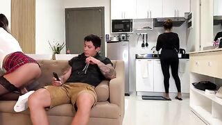 A girl came to her stepdad, he did not notice and she stayed there