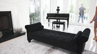 A man fucked a girl in a passionate pose on the couch