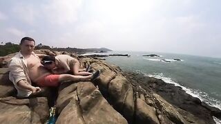 A fat ass Asian girl got fucked outdoors with a happy ending
