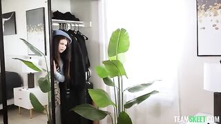 A young brunette gets wet and pleads for continuation