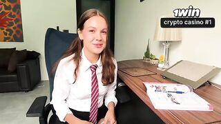 A schoolgirl is doing her homework with a guy in this hot video