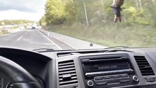 A girl is having fun with her boyfriend in the car