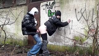 The girl was fucked in front of a stranger, right on the street