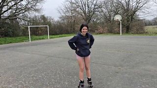 A girl was fucked in the forest, her moans echoing the wind