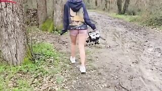 A girl was fucked in the forest, her moans echoing the wind