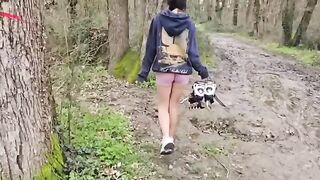 A girl was fucked in the forest, her moans echoing the wind