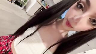 Girl is ready to show her body to the stepdad after school