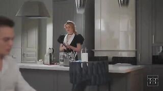 The boss chases after an employee, played by Tim Team, in a steamy scene