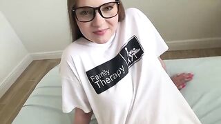 A guy tried to fuck his step sister, but she noticed and made him cum