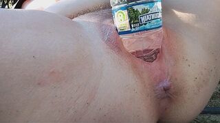 A woman reached the peak of pleasure while indulging in outdoor play