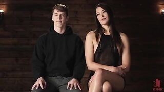 She sat on his face and took his cock in her latex hands