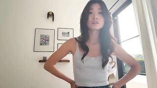 Alex Adams tries out his skills with a blindfold on a petite Asian girl