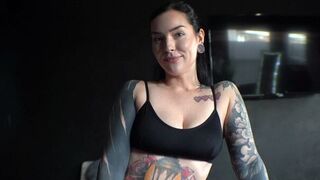 A girl with a metal brace in her mouth is horny and begs for cock