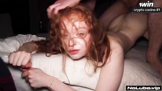 From a kiss to swallowing - just a tilt of the head, a perfect match for petite 18yo babes who love rough sex
