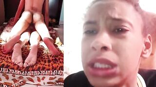 The ring tightens, and the penis bursts through the babe’s ass