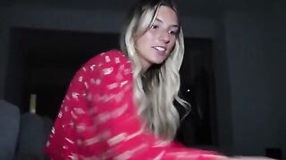The guy masturbates and his stepsister tries to catch the sperm with her mouth