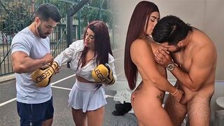 A seductive girl has a hot sex session with her coach in the gym