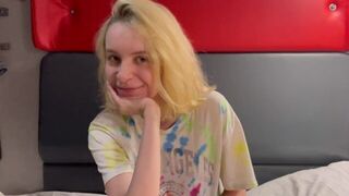 A young beautiful student got fucked on the train by a stranger