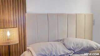 A blonde forgets her shame and jumps on top of him