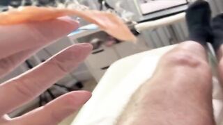 A man got his dick waxed by a hot Russian girl in a steamy vlog