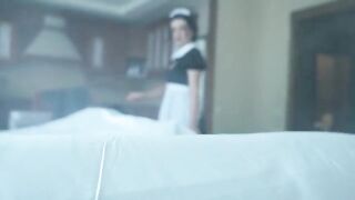 A scary ghost maid is fucking with a guy on Halloween