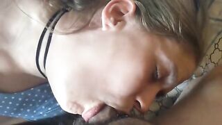 A cock hungry slut gets served a massive breakfast by dad