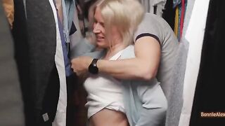Spontaneous sex in dressing room with a real couple
