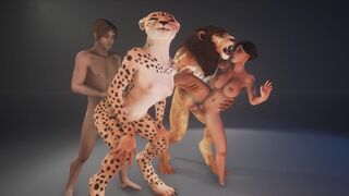 A chick with a gorgeous body is fucked by a furry monster