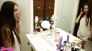 A cute teen, SolaZola, gets fucked in the shower and on the bed